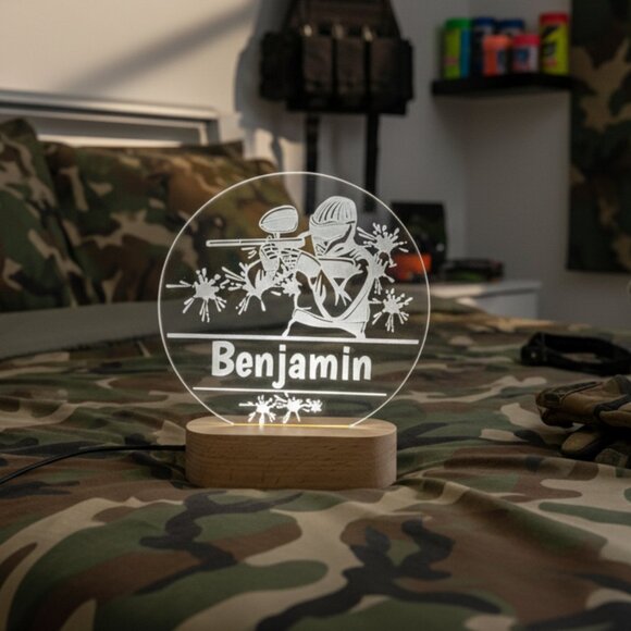 Paintball Custom Name Light • Personalized LED Decor • Kids Room Gift - Picture 8 of 8